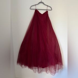 Morning Lavender Brielle Full Tulle Maxi Skirt - Color Burgundy  - Size Small